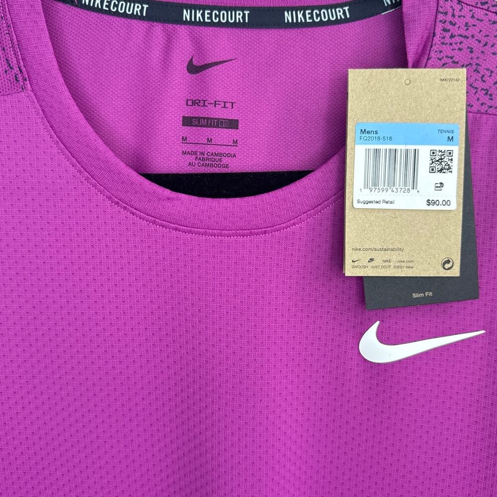 Nike Dri-Fit Court Slam Tennis Top Shirt Mens Size Medium (FQ2018-518) - Picture 4 of 7